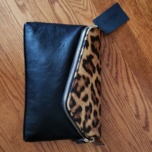 Guess Black Animal Print Clutch Shoulder Bag Purse